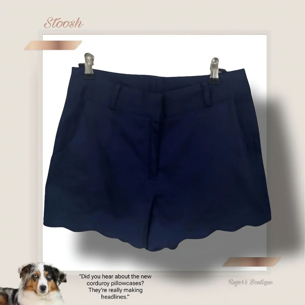 🌿Stoosh Women's Navy Blue Scalloped Hem Shorts size 5- Beautiful!💎